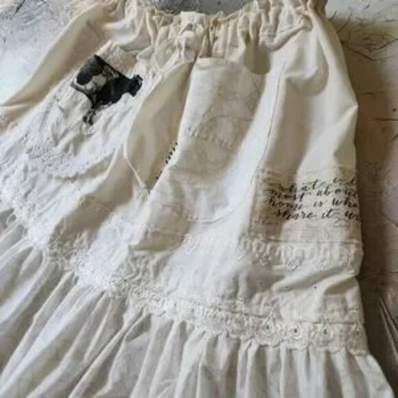 FINAL💛Boho Ruffle Maxi Skirt Patchwork Upcycled Antique Lace Magnolia Style - Picture 5 of 14